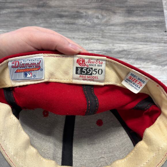 Vintage New Era MLB Texas Rangers Red 7 1/8”‎ M Fitted Baseball Hat Cap USA Made - Picture 6 of 7